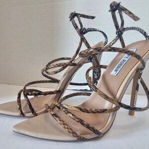 Cape Robbin Snake Print Strappy Pointy Open Toe Ankle‎ Strap Stiletto SZ 6